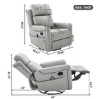 Fauteuil inclinable, pivotant et berçant en similicuir PU marron/gris avec fonction massage, 1 place