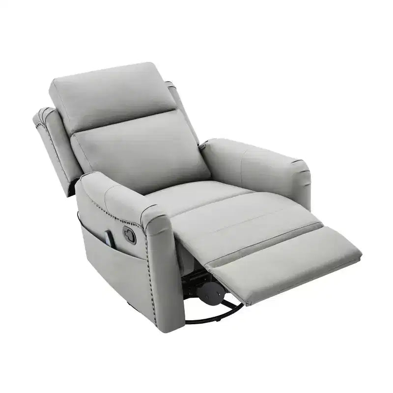Fauteuil inclinable, pivotant et berçant en similicuir PU marron/gris avec fonction massage, 1 place