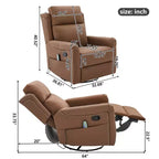 Fauteuil inclinable, pivotant et berçant en similicuir PU marron/gris avec fonction massage, 1 place