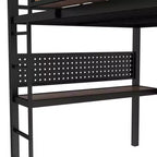 Lit mezzanine en métal noir avec bureau et rangement – Twin XL / Double, 1 personne
