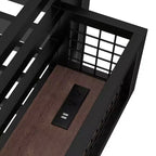 Lit mezzanine en métal noir avec bureau et rangement – Twin XL / Double, 1 personne