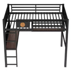 Lit mezzanine en métal noir avec bureau et rangement – Twin XL / Double, 1 personne