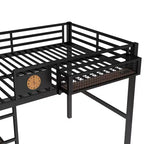 Lit mezzanine en métal noir avec bureau et rangement – Twin XL / Double, 1 personne