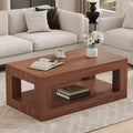 Modern Rectangular 2-Tier MDF Coffee Table, Open Storage Shelf Stable Durable Table for Living Room Furniture