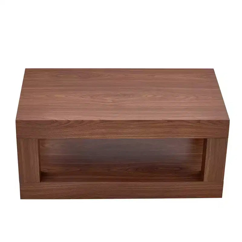 Table basse rectangulaire marron à 2 niveaux en MDF, piètement colonne, jusqu'à 6 places