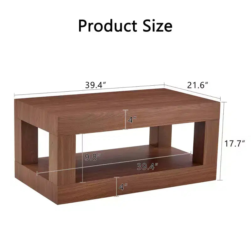 Table basse rectangulaire marron à 2 niveaux en MDF, piètement colonne, jusqu'à 6 places