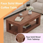 Table basse rectangulaire marron à 2 niveaux en MDF, piètement colonne, jusqu'à 6 places