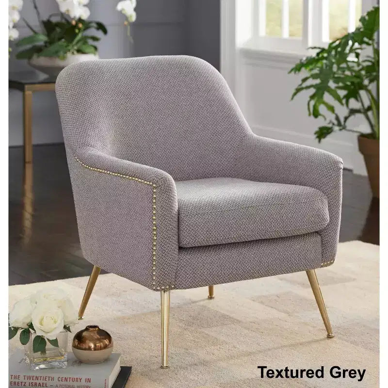 Fauteuil d'appoint 1 place rembourré, Bleu / Rose sale / Gris / Gris texturé