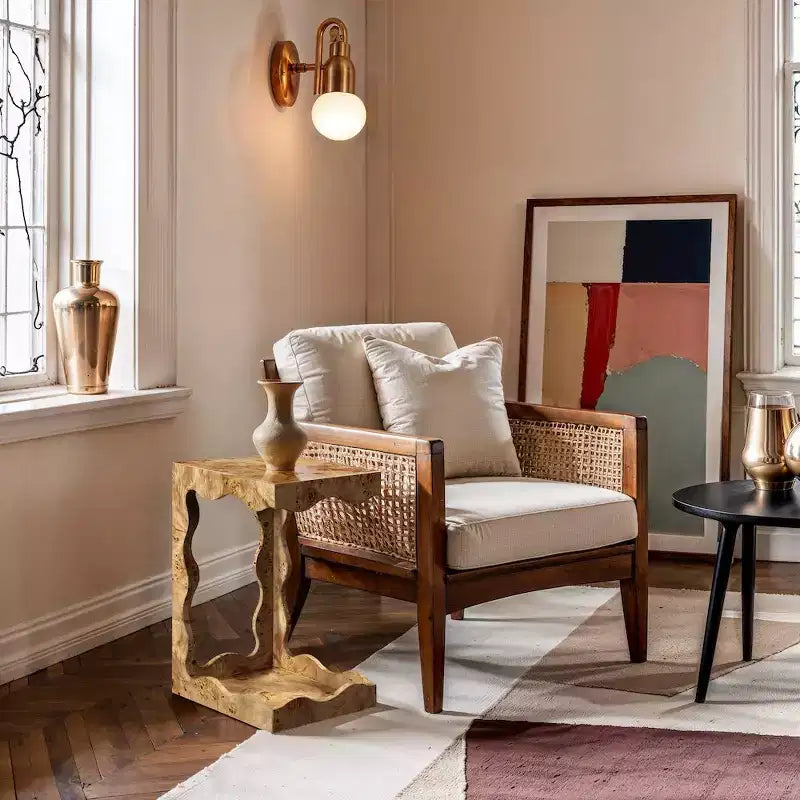 Table d'appoint Art Déco marron/naturel – 1 place