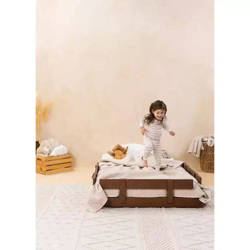 Cadre de lit au sol en noyer – Style maison – Pour 1 enfant