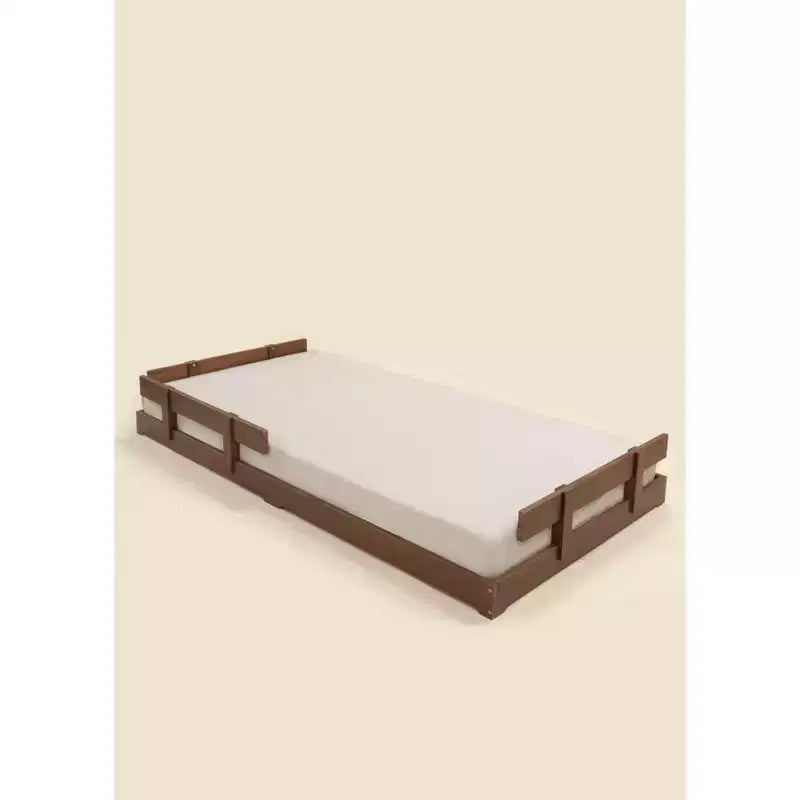 Cadre de lit au sol en noyer – Style maison – Pour 1 enfant