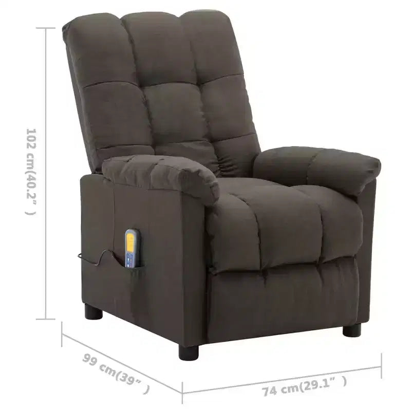 Fauteuil de massage électrique Gris foncé / Marron foncé / Gris clair / Taupe, Rembourré, 1 place