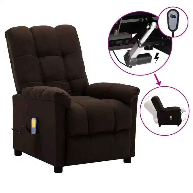 Fauteuil de massage électrique Gris foncé / Marron foncé / Gris clair / Taupe, Rembourré, 1 place