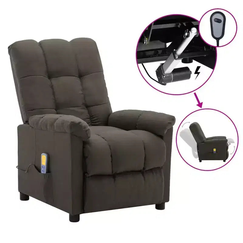 Fauteuil de massage électrique Gris foncé / Marron foncé / Gris clair / Taupe, Rembourré, 1 place