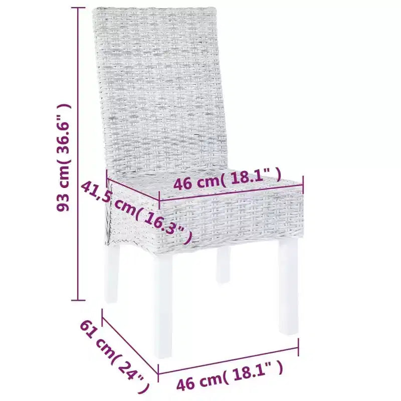 Ensemble de 2 chaises de salle à manger – Brun clair / Blanc délavé, sans accoudoirs, 2 places
