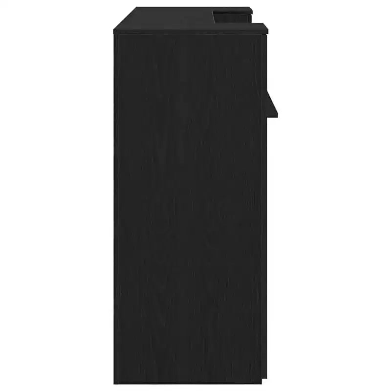 Bureau d'accueil chêne noir avec placards de rangement, 1 personne, Bois reconstitué