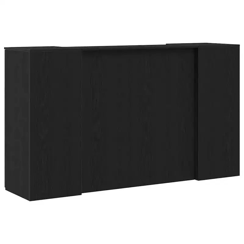 Bureau d'accueil chêne noir avec placards de rangement, 1 personne, Bois reconstitué