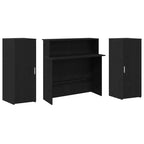 Bureau d'accueil chêne noir avec placards de rangement, 1 personne, Bois reconstitué