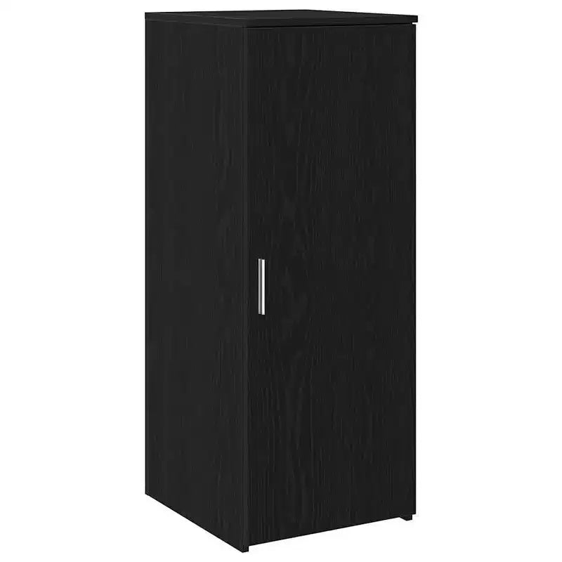 Bureau d'accueil chêne noir avec placards de rangement, 1 personne, Bois reconstitué