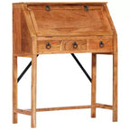 Bureau d'écriture rectangulaire en bois d'acacia massif brun, 1 personne
