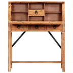 Bureau d'écriture rectangulaire en bois d'acacia massif brun, 1 personne