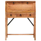 Bureau d'écriture rectangulaire en bois d'acacia massif brun, 1 personne