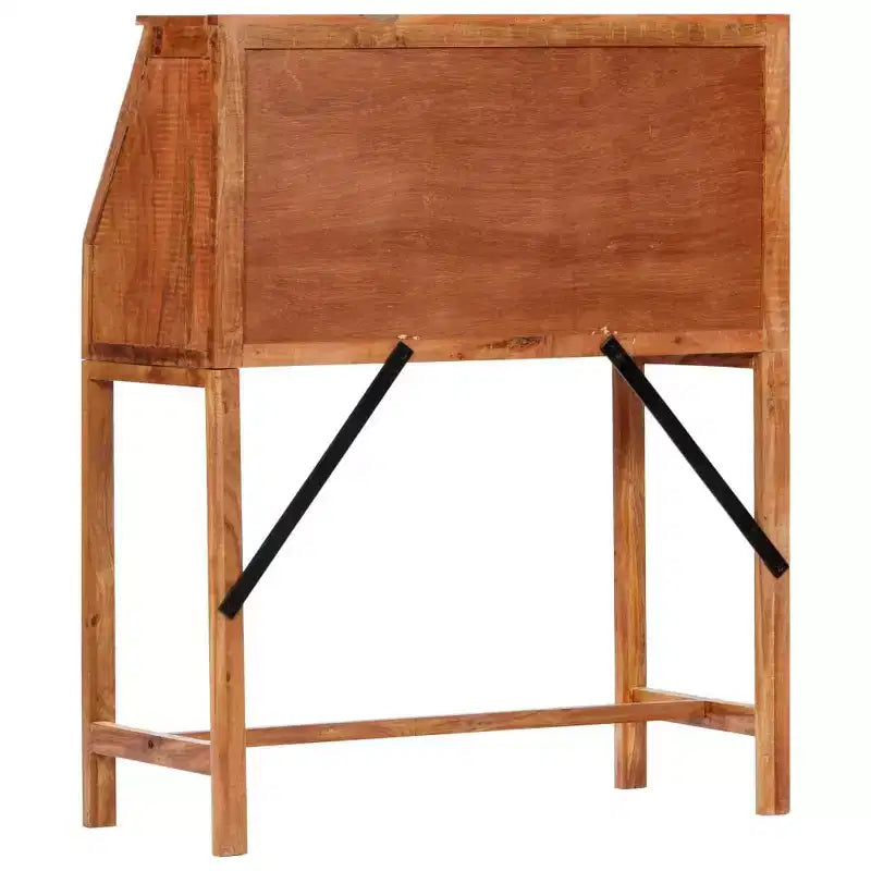 Bureau d'écriture rectangulaire en bois d'acacia massif brun, 1 personne