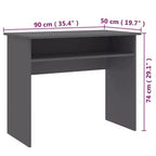Bureau rectangulaire avec étagère ouverte – Gris béton / Gris / Blanc – 1 personne
