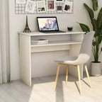 Bureau rectangulaire avec étagère ouverte – Gris béton / Gris / Blanc – 1 personne