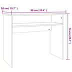 Bureau rectangulaire avec étagère ouverte – Gris béton / Gris / Blanc – 1 personne