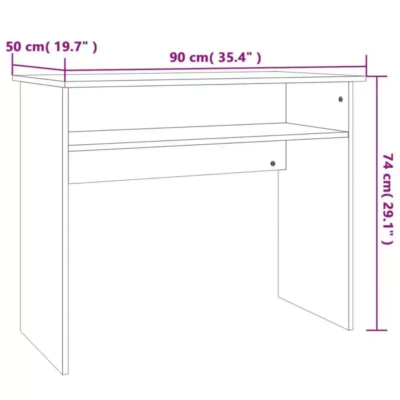 Bureau rectangulaire avec étagère ouverte – Gris béton / Gris / Blanc – 1 personne