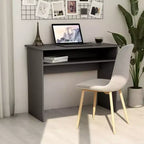 Bureau rectangulaire avec étagère ouverte – Gris béton / Gris / Blanc – 1 personne