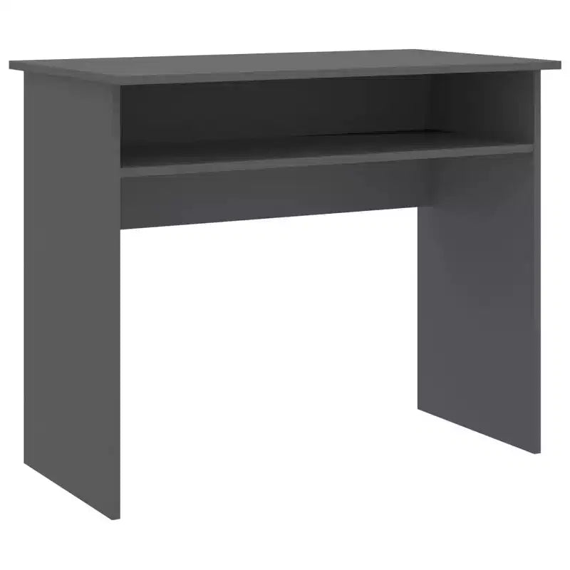 Bureau rectangulaire avec étagère ouverte – Gris béton / Gris / Blanc – 1 personne