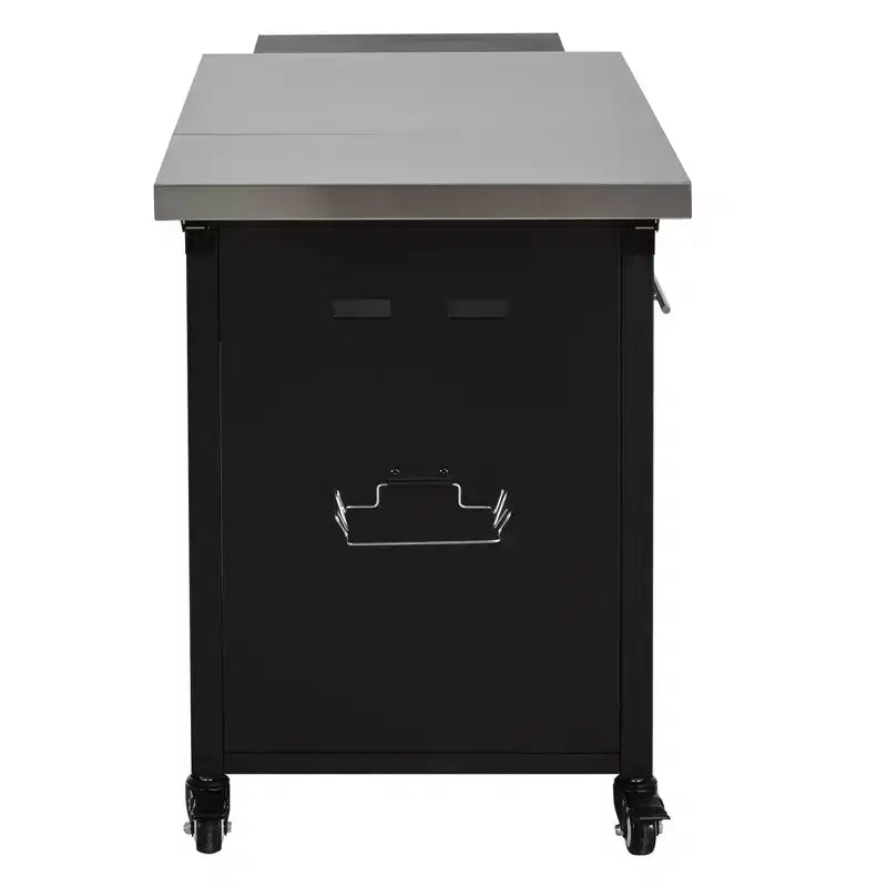 Chariot de préparation pour barbecue extérieur pliable noir/gris, 2 portes, pour 1 personne