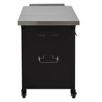 Chariot de préparation pour barbecue extérieur pliable noir/gris, 2 portes, pour 1 personne