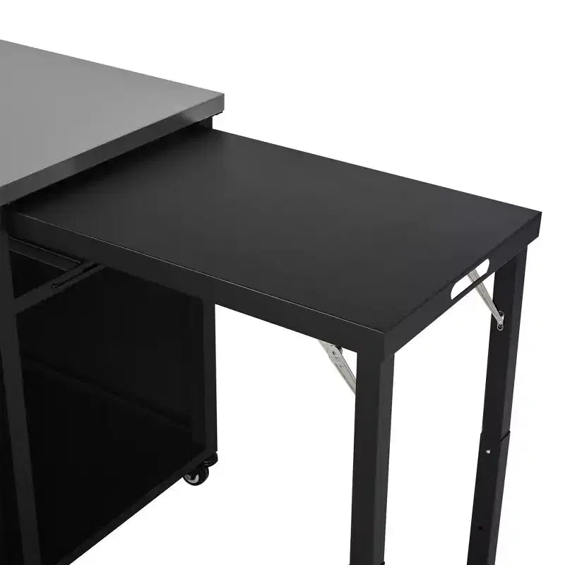 Chariot de préparation pour barbecue extérieur pliable noir/gris, 2 portes, pour 1 personne