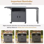 Chariot de préparation pour barbecue extérieur pliable noir/gris, 2 portes, pour 1 personne