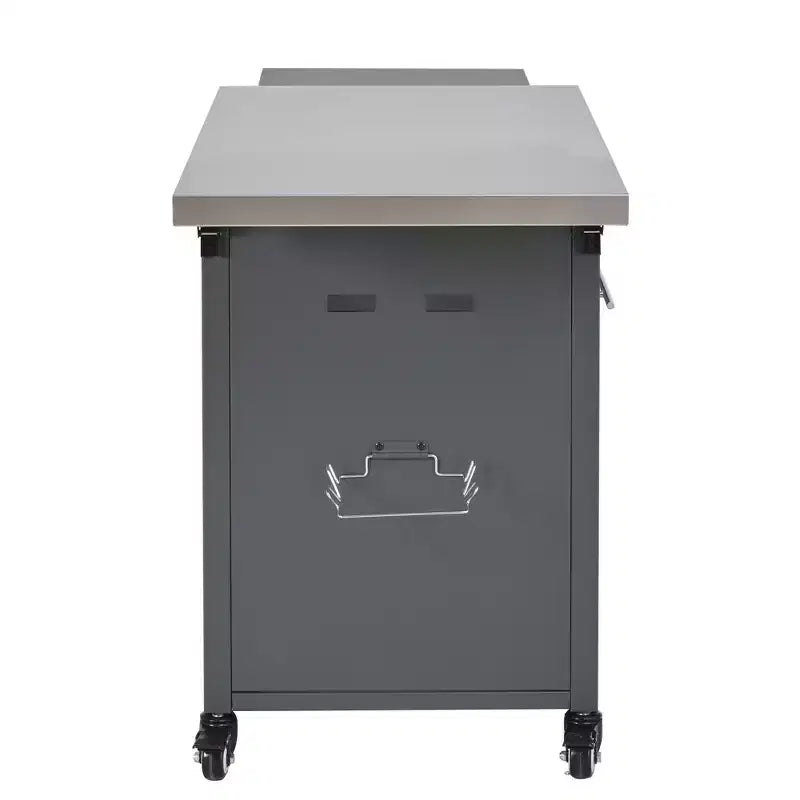 Chariot de préparation pour barbecue extérieur pliable noir/gris, 2 portes, pour 1 personne