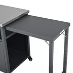 Chariot de préparation pour barbecue extérieur pliable noir/gris, 2 portes, pour 1 personne