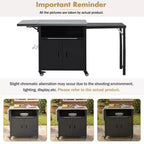 Chariot de préparation pour barbecue extérieur pliable noir/gris, 2 portes, pour 1 personne