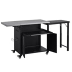 Chariot de préparation pour barbecue extérieur pliable noir/gris, 2 portes, pour 1 personne