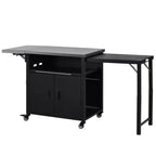 Chariot de préparation pour barbecue extérieur pliable noir/gris, 2 portes, pour 1 personne