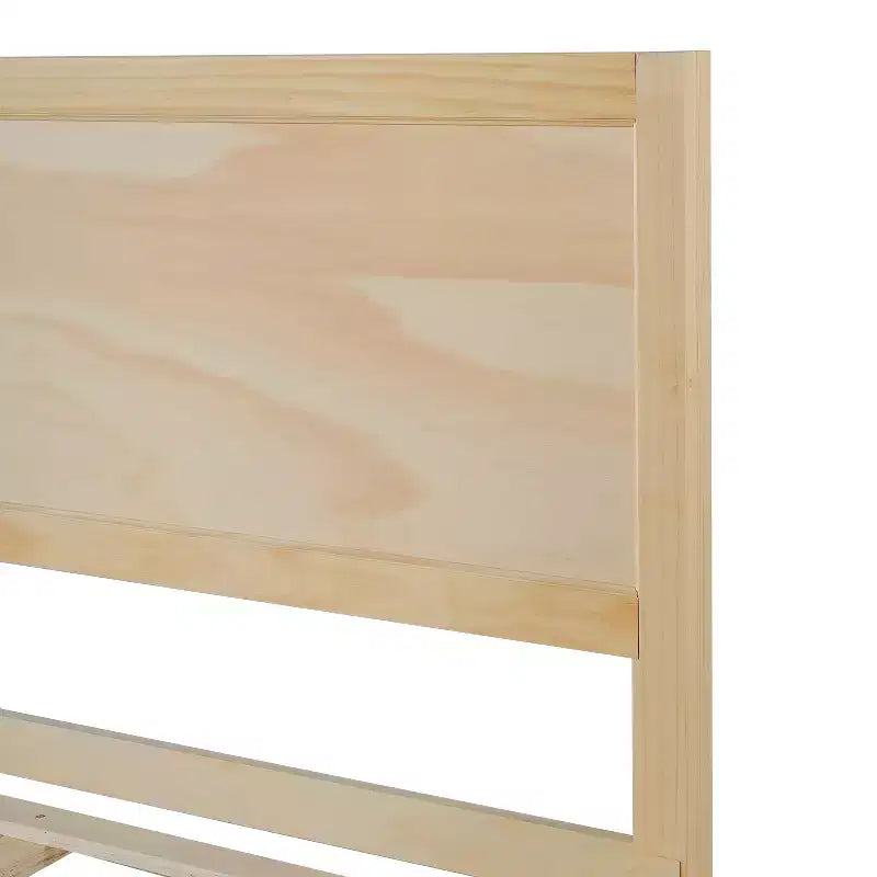 Cadre de lit plateforme avec tête de lit en panneaux marron/naturel – Grand lit et très grand lit, 1 à 2 personnes