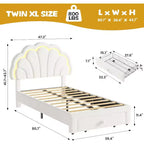 Lit plateforme capitonné LED beige/rose avec tiroir de rangement – Double et Twin XL, 1 personne