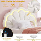 Lit plateforme capitonné LED beige/rose avec tiroir de rangement – Double et Twin XL, 1 personne
