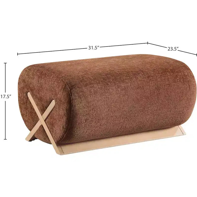 Ottoman en tissu Art déco noir/cognac – 1 personne
