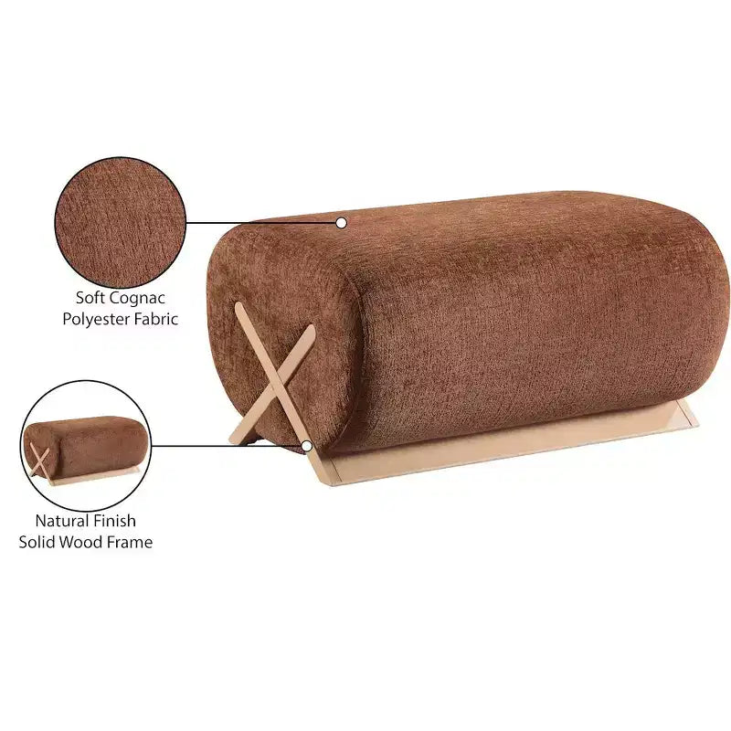 Ottoman en tissu Art déco noir/cognac – 1 personne