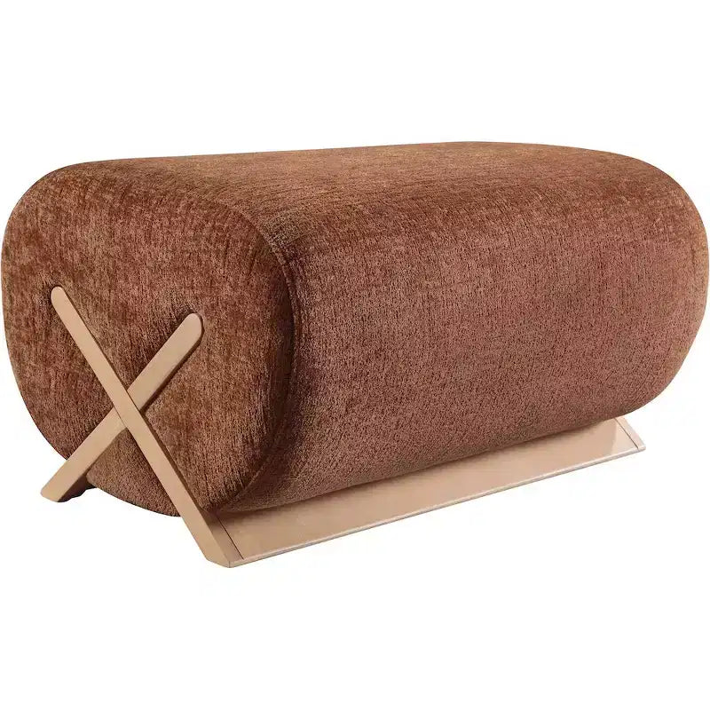 Ottoman en tissu Art déco noir/cognac – 1 personne