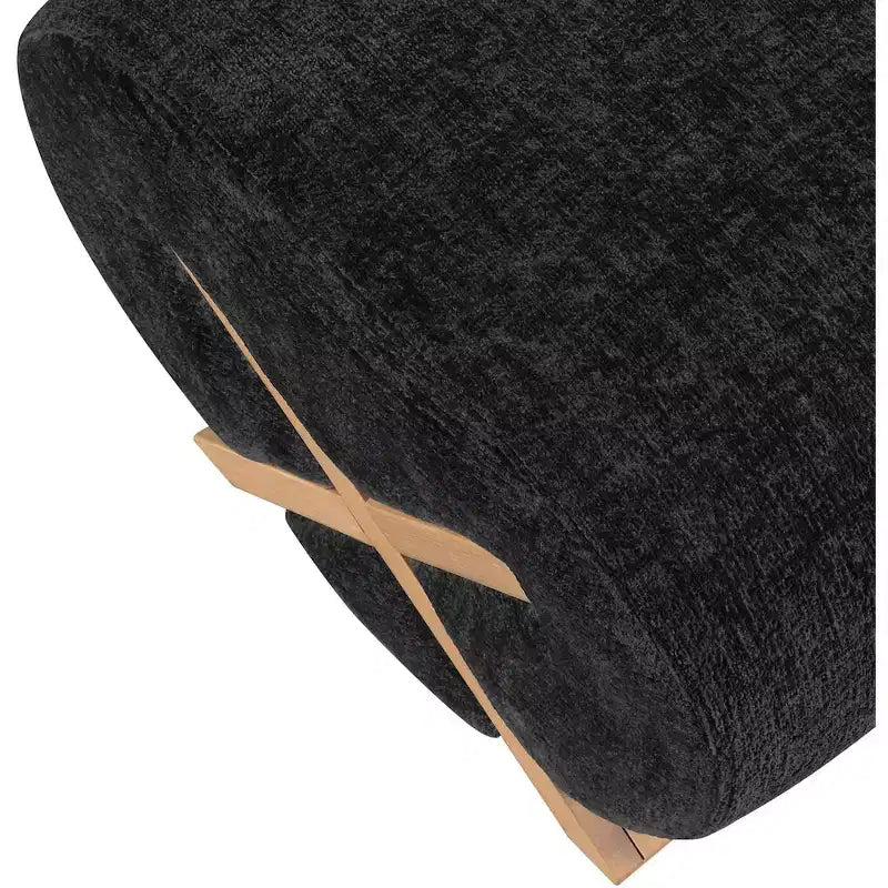 Ottoman en tissu Art déco noir/cognac – 1 personne