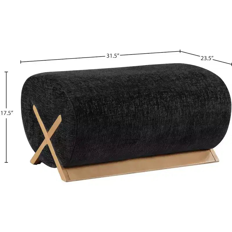 Ottoman en tissu Art déco noir/cognac – 1 personne